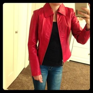 100% Genuine Leather Jacket - Red